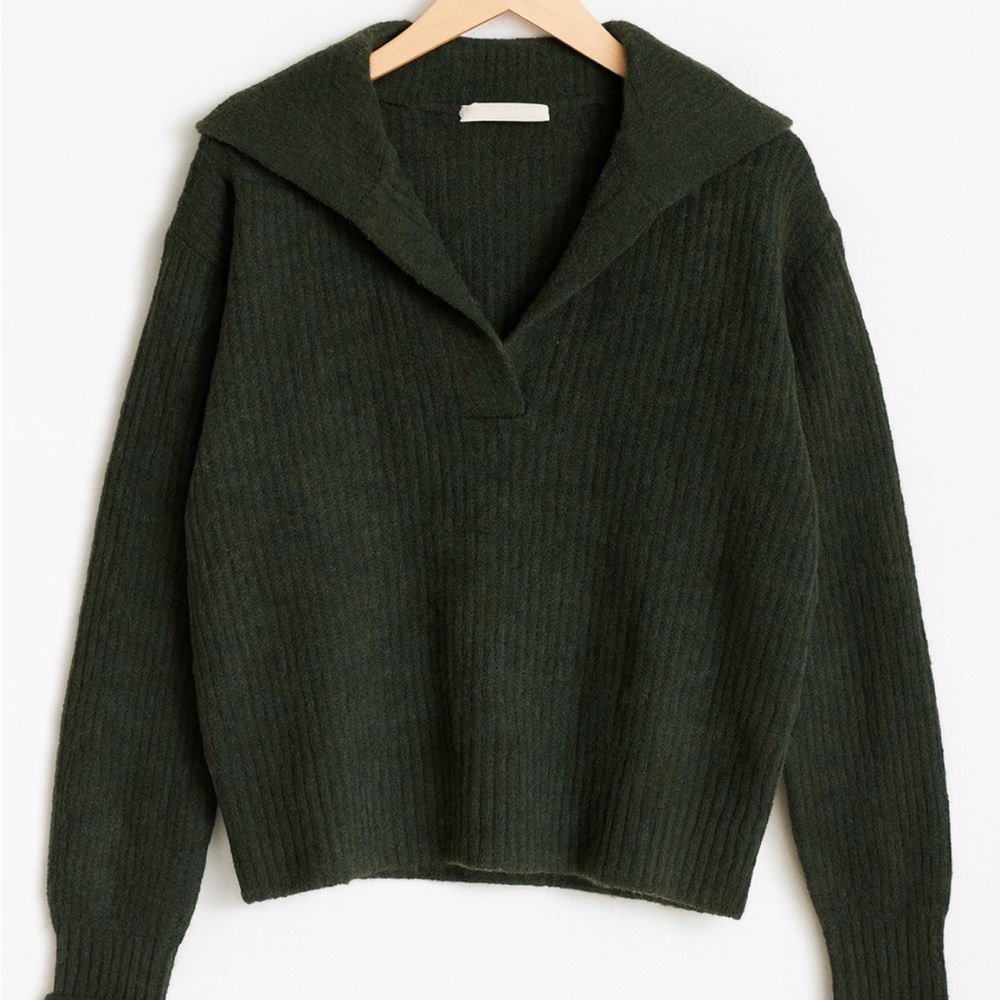 Madewell waffle knit collared Green Sweater